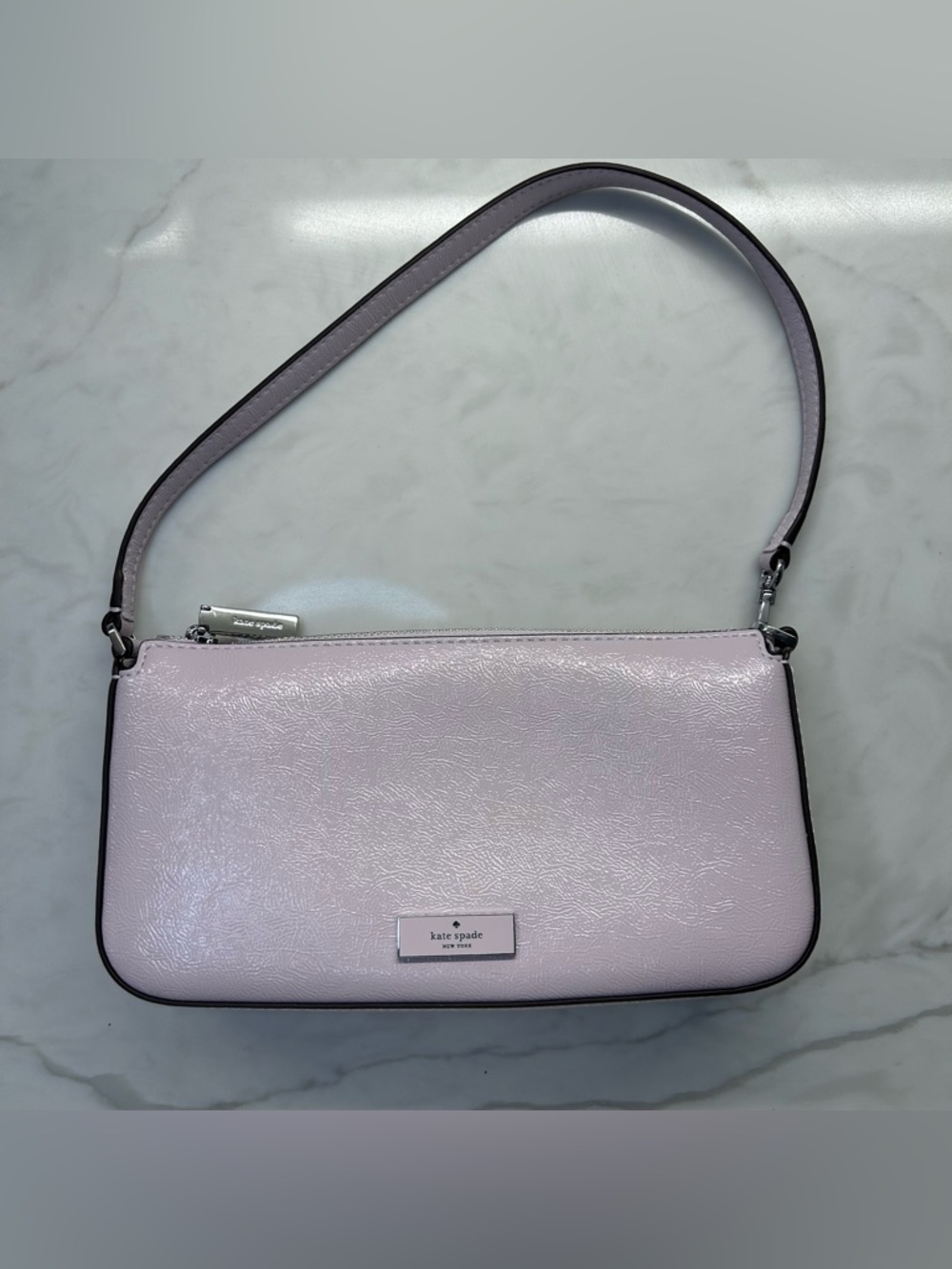 Kate Spade Bridget Crinkle Patent Convert Purse Pale Lavender